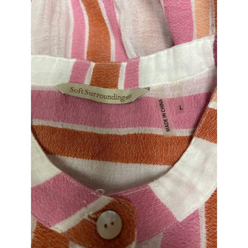 Soft Surroundings Multi Color Stripe Roll Tab Dre… - image 8